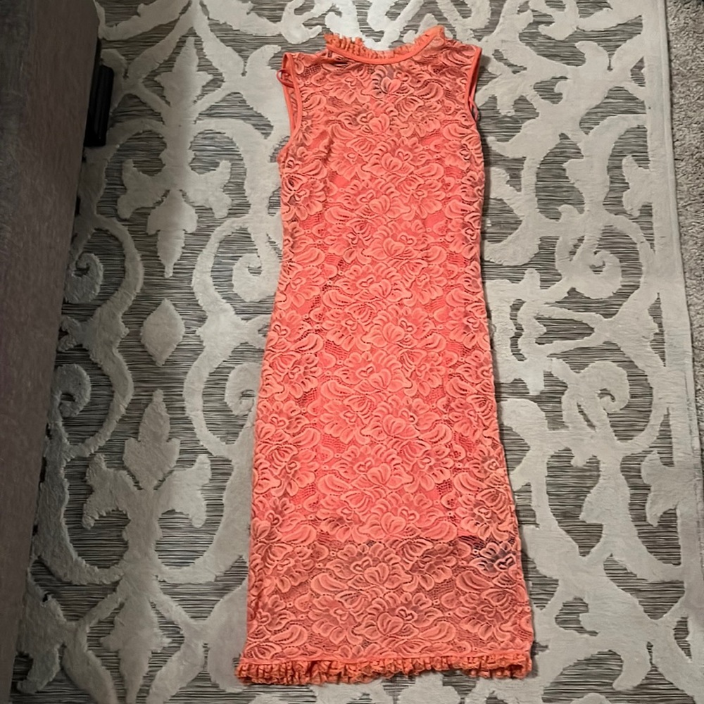 Bebe coral lace dress size small